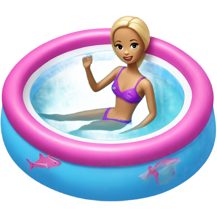 Barbie's swimming in pool .  emoji