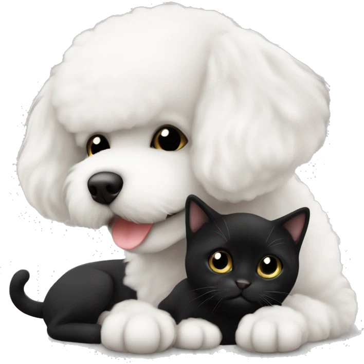 Bichon kissing a black cat emoji