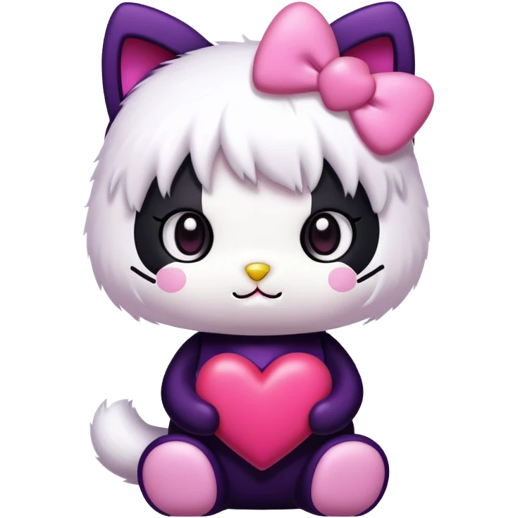hello kitty kuromi holding a heart emoji
