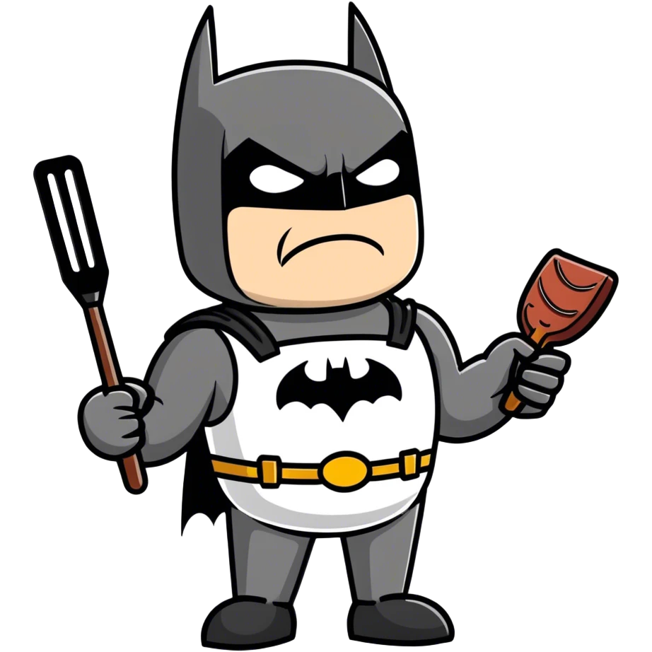 Batman cooking some meat emoji