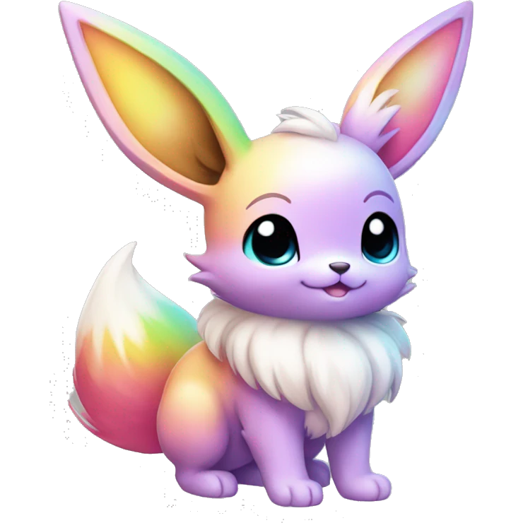 Kawaii Shiny Pastel Rainbow Eevee Full Body emoji