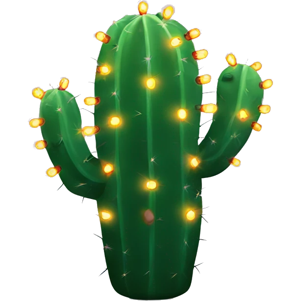 Cactus with Christmas lights emoji