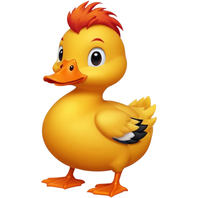 A yellow duck with red hair. emoji