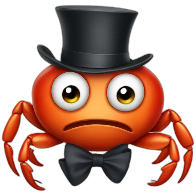 crab with tophat emoji