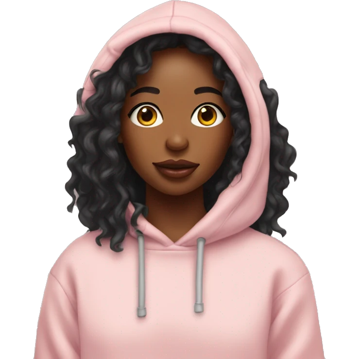 SZA wearing a light pink hoodie emoji