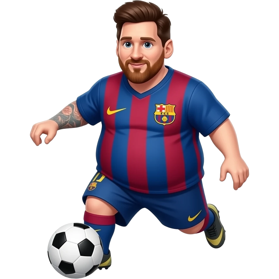 fat messi playing soccer emoji