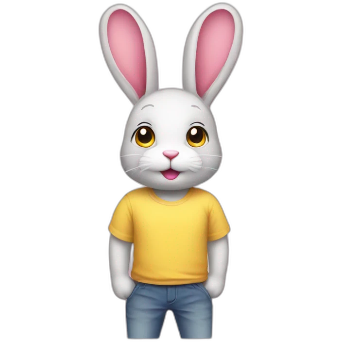 Pink rabbit yellow shirt emoji