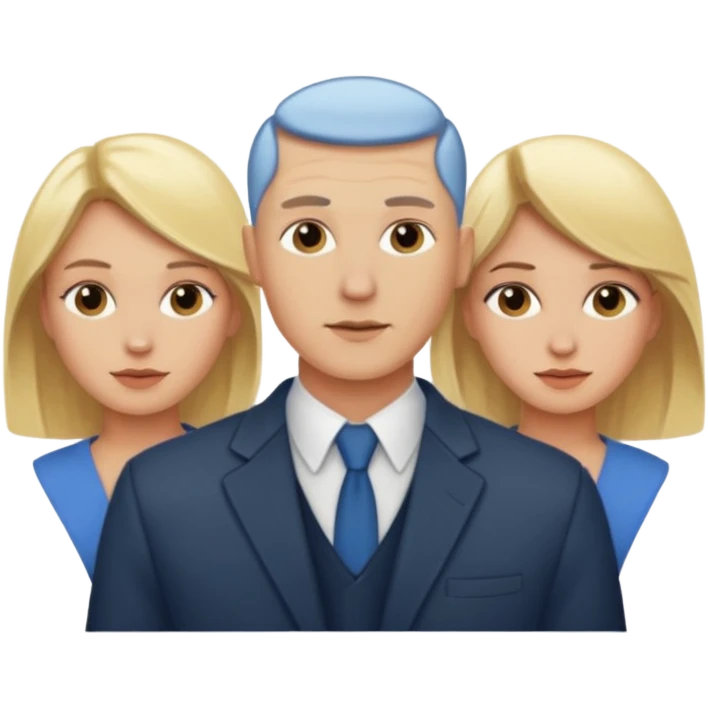 Two blonde women and a man with skin head  emoji