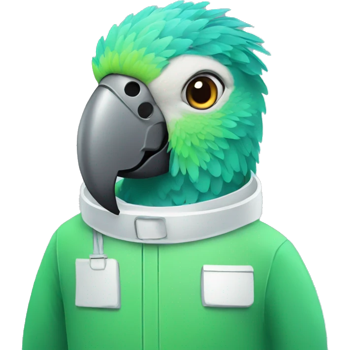 Parrot wearing a Cleanroom suit emoji