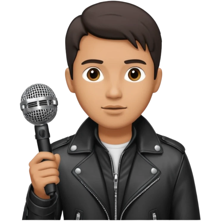 lether jacket man holding microphone emoji