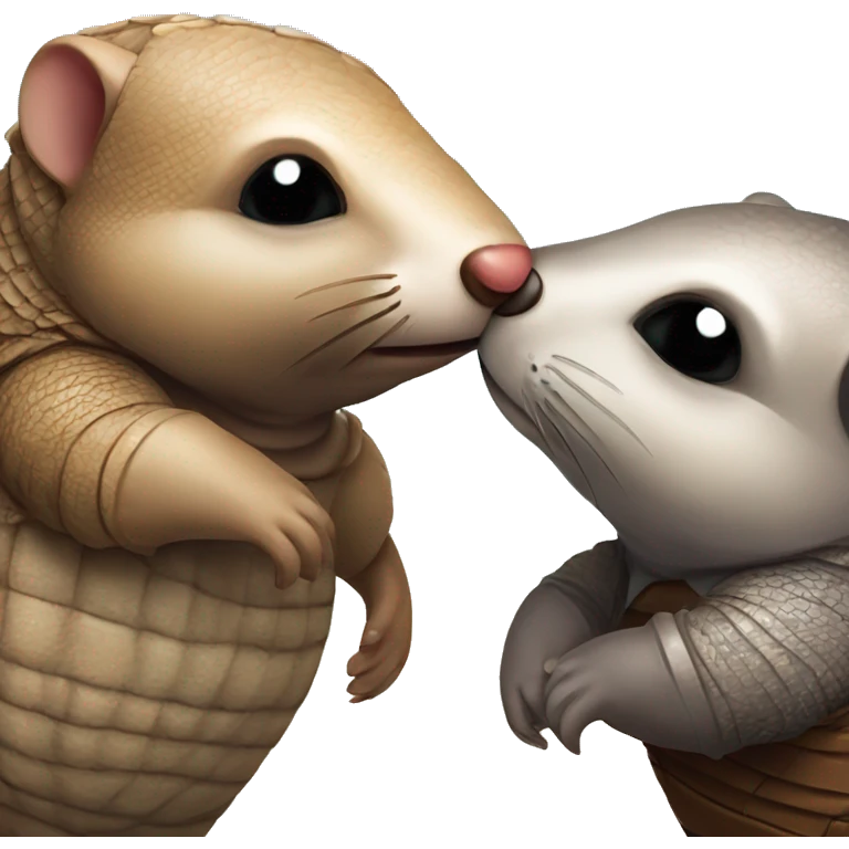 armadillo and otter giving a kiss to each other  emoji