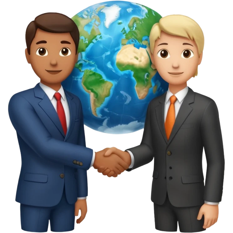 Shake hands and a globe showing negotiation of climate change emoji