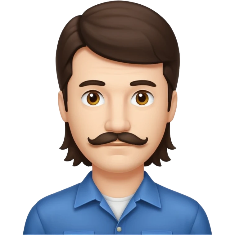 Brunette man with mullet and mustache emoji