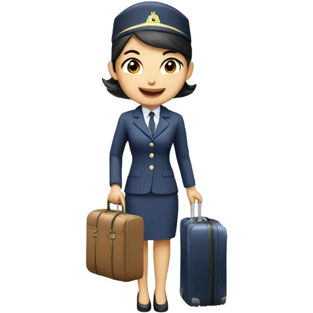 asian FLIGHT ATTENDANT WITH A LUGGAGE emoji