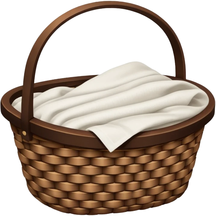 A woven dark Brown basket with fresh washed linen emoji