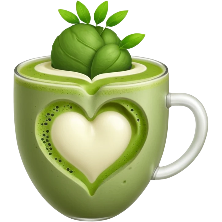 Anatomic heart composed of matcha latte, only heart without any details emoji