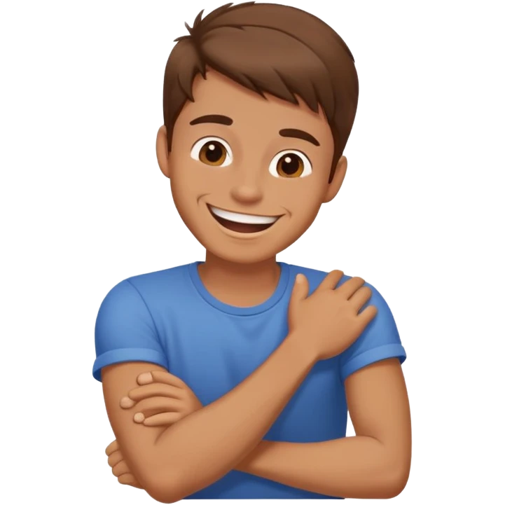 Arm crossed holding neck laughing guy emoji