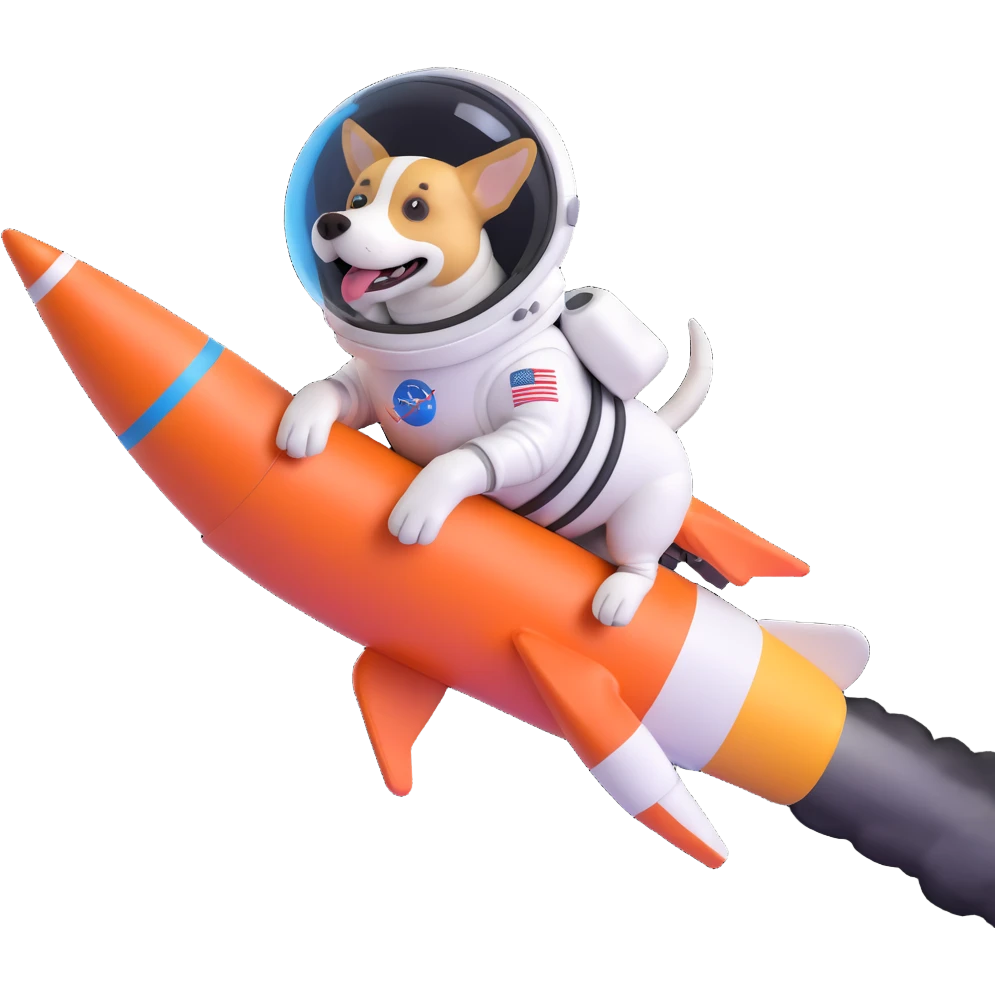 dog flying on a rocket emoji