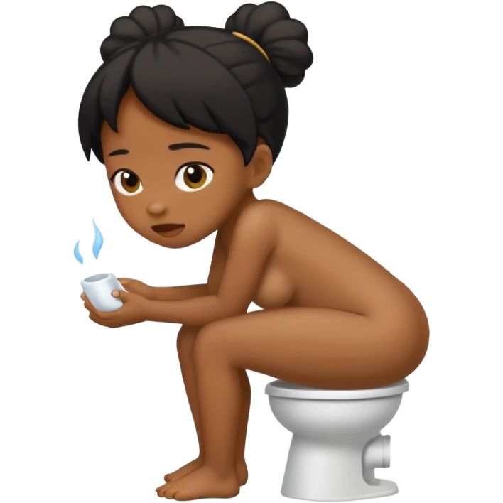 Black Girl naked pooping on the peeing emoji