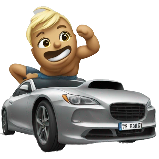 a car making twerk emoji