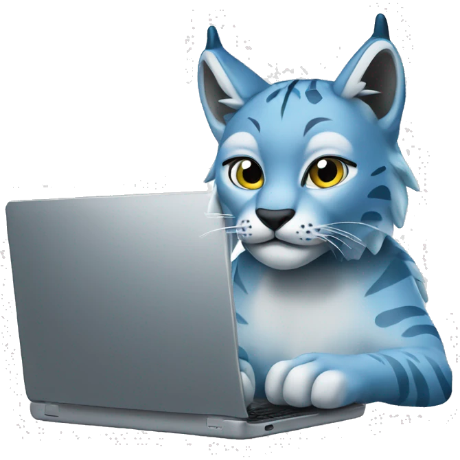 A blue lynx with a laptop emoji