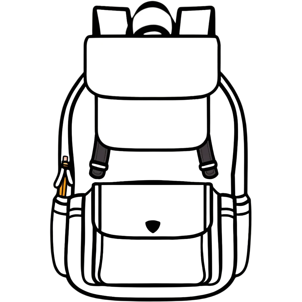 Colorful backpack with school supplies emoji