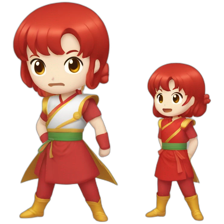 Ranma with red hair and a fight Chinese red outfit emoji