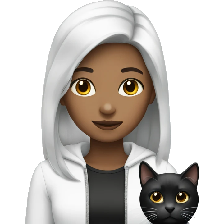 girl with black and white cat  emoji