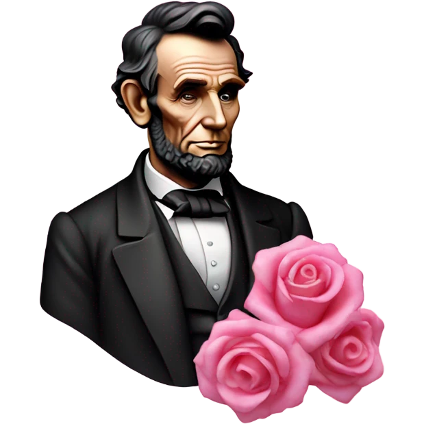 Pink ombre statue of Abraham Lincoln with glitter and roses  emoji