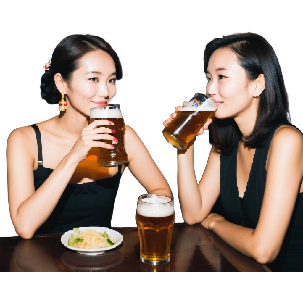 marion drinking beer with thai lady emoji