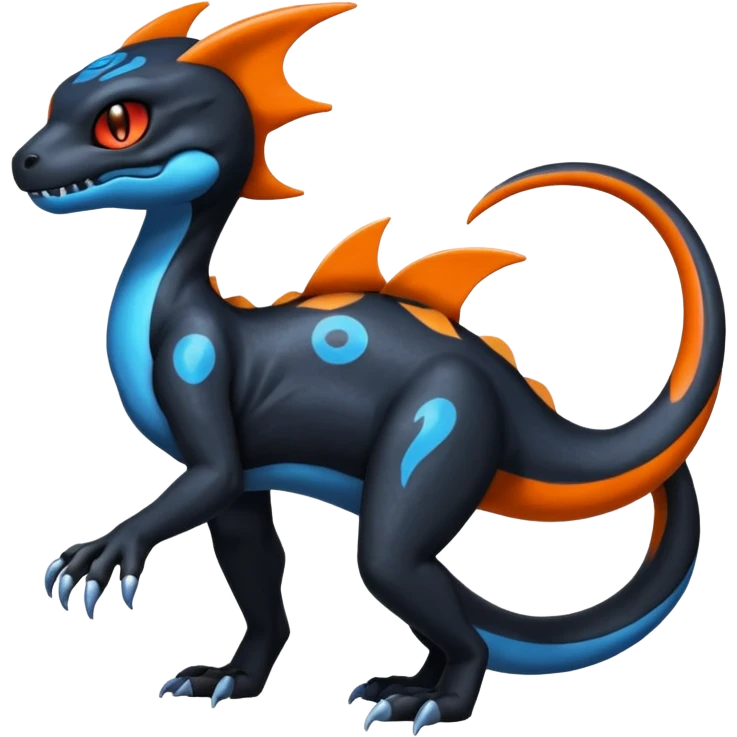 Shiny Duskull-Salandit-Umbreon-Charmeleon-Fakémon-hybrid-creature (full body)  emoji