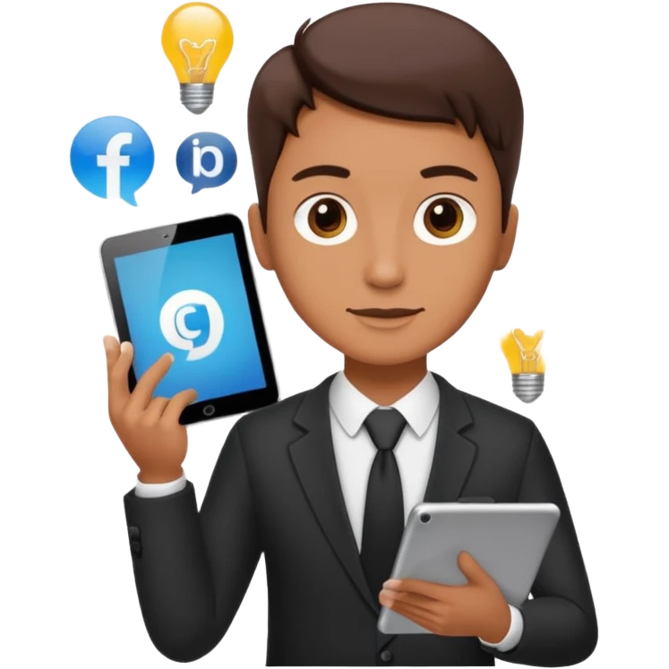 marketing agent with tablet, ideas, social media

 emoji