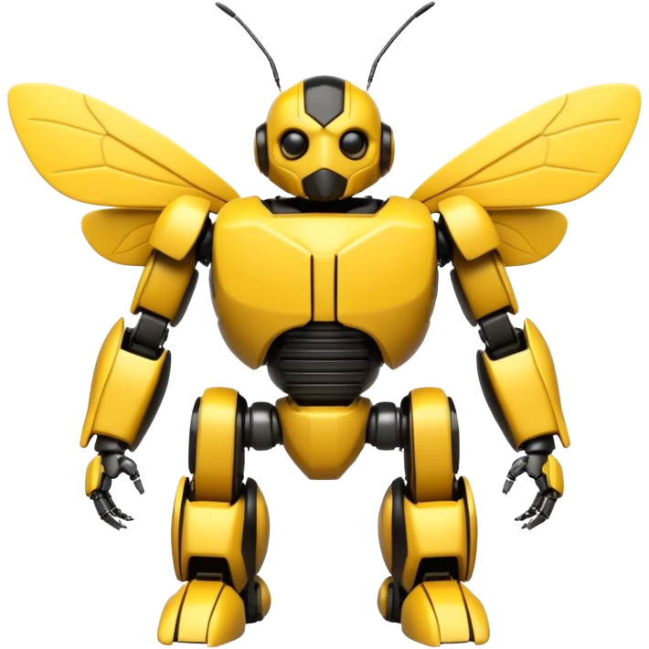 textCute yet badass robotic bumblebee in classic Bumblebee Transformers G1 style, anthropomorphic mech insect, emoji