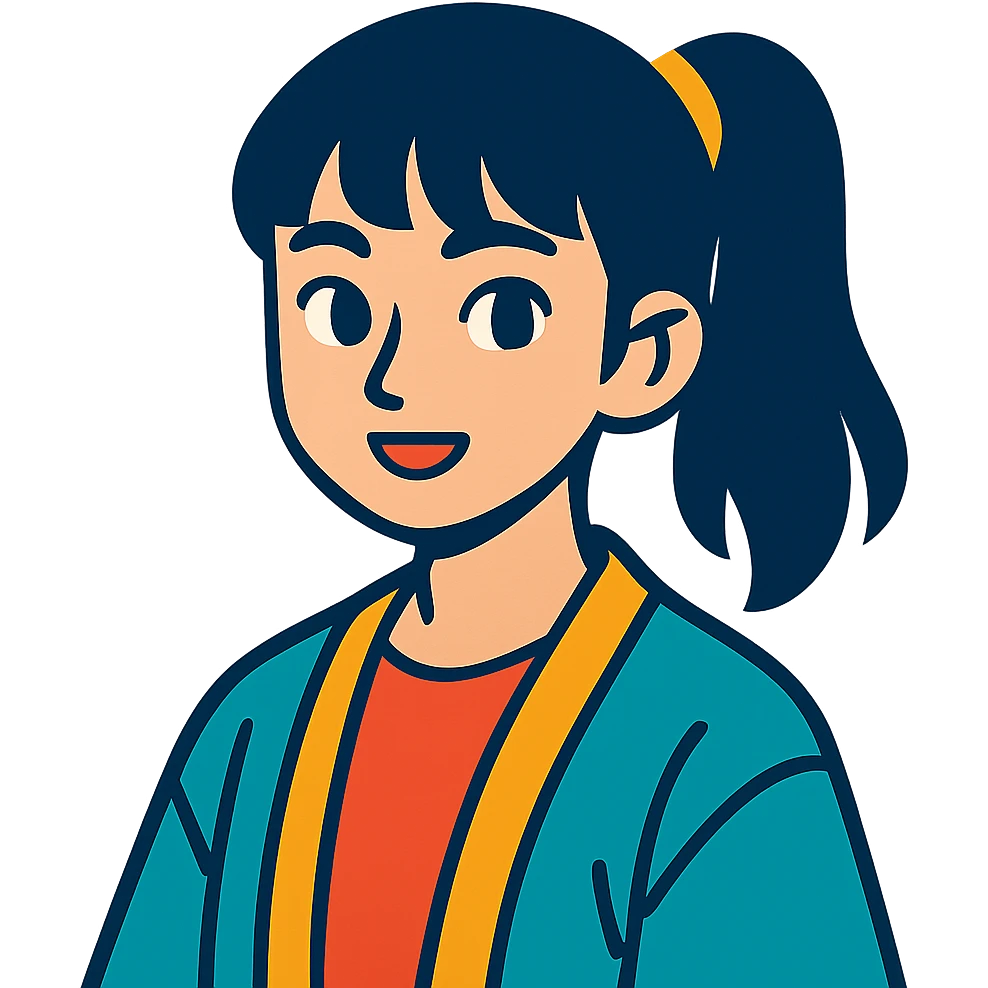 young 20-year-old Japanese girl, vibrant toon style emoji