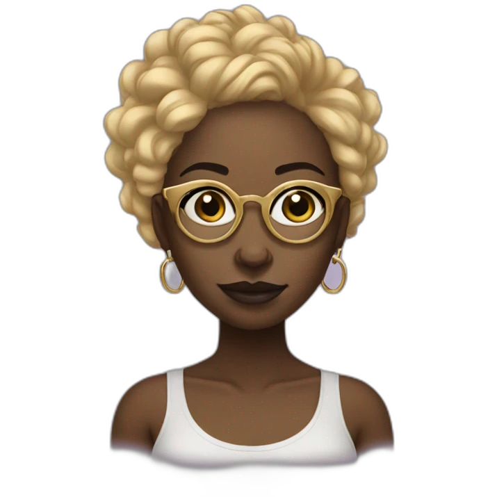 Black girl with locks half shaved and gold glasses emoji