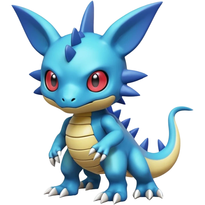 A 3D CGI model of a randomly-colored cool badass cute Fakémon-Pokémon-Digimon-Spectrobe-creature (full body) emoji