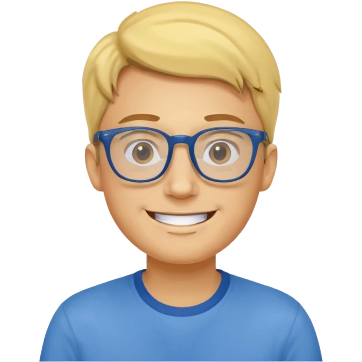 Emoji of a yellow young man with glasses and a blue shirt emoji