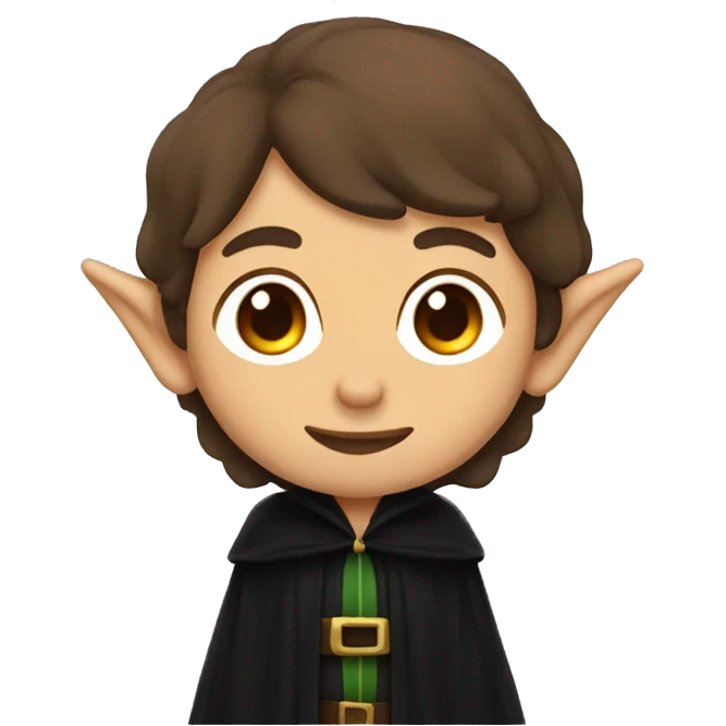 Elf with Elf ears and brown hair and black robes emoji