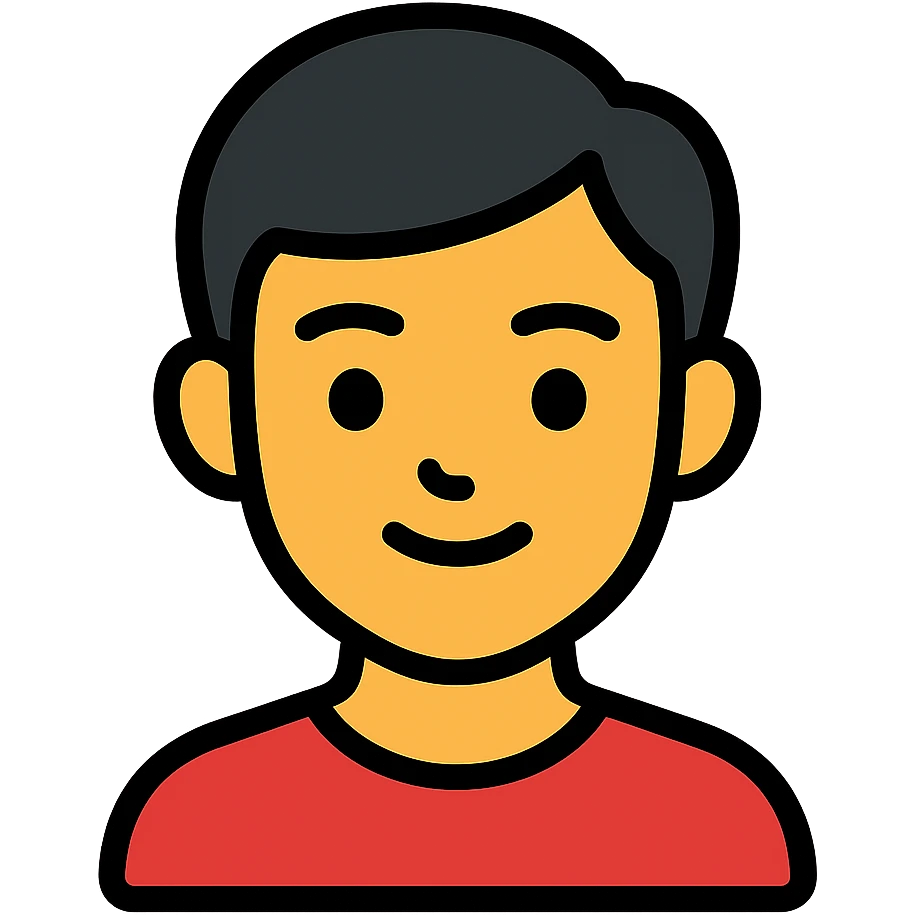 black haired handsome Chinese man icon with lineal color and black outlines emoji