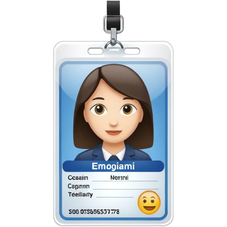 identification card with photo, name, and ID number emoji