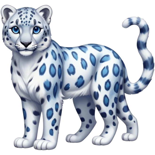 Colorful vibrant ethereal fantasy-snow-leopard, full-body emoji