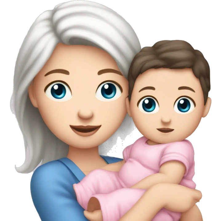 mom holding newborn baby girl with blue eyes and white skin baby dark hair white skin newborn little baby girl pink emoji