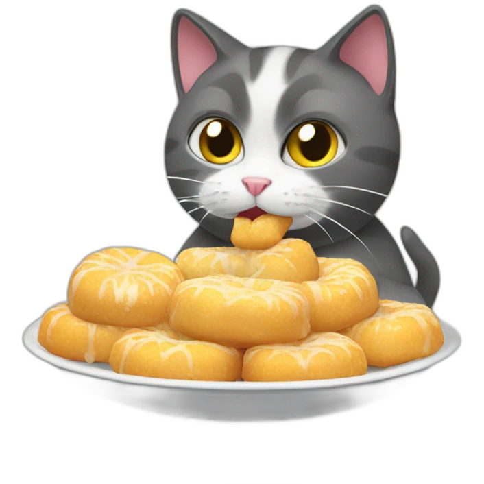 cat eating chouquette emoji