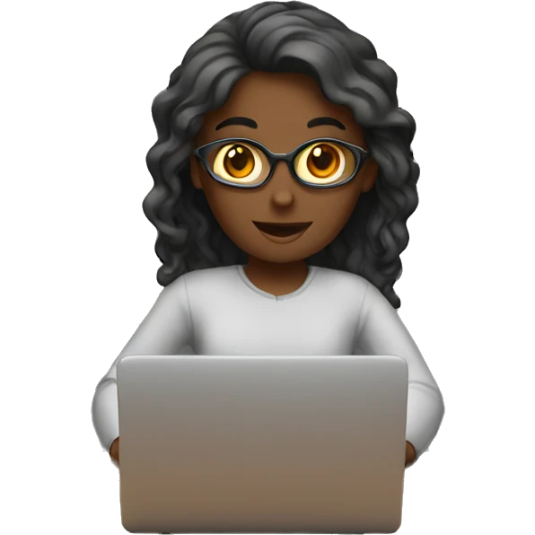 Girl working on red laptop emoji