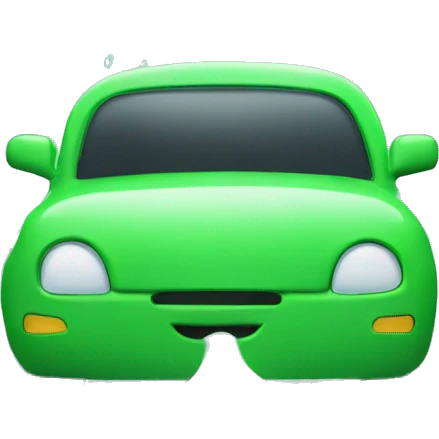 green car washed with lots of foam emoji