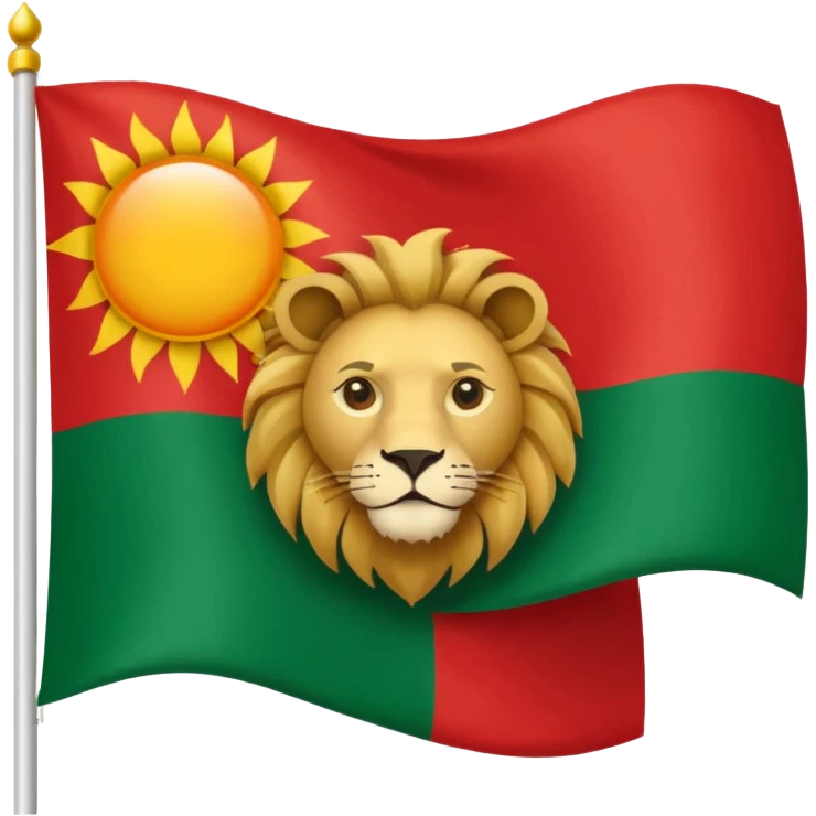Small Lion and sun logo at the middle of flag in the red white and green flag(up to down ) emoji
