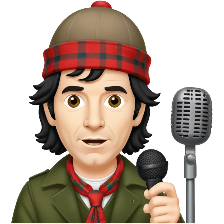 Nardwuar with his iconic tam o' shanter hat and microphone emoji