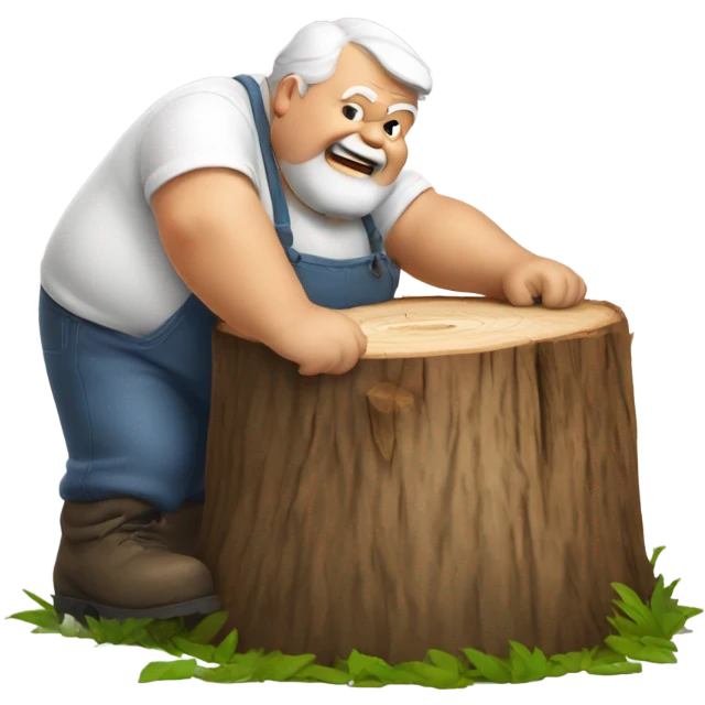 Old fat man grinding a stump emoji