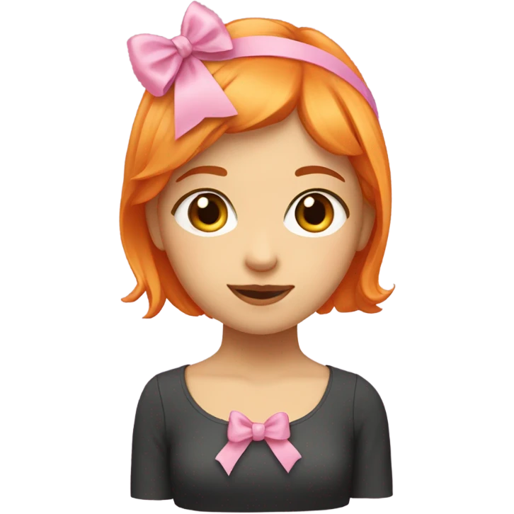 orange short hair girl with pink bow on her hair emoji
