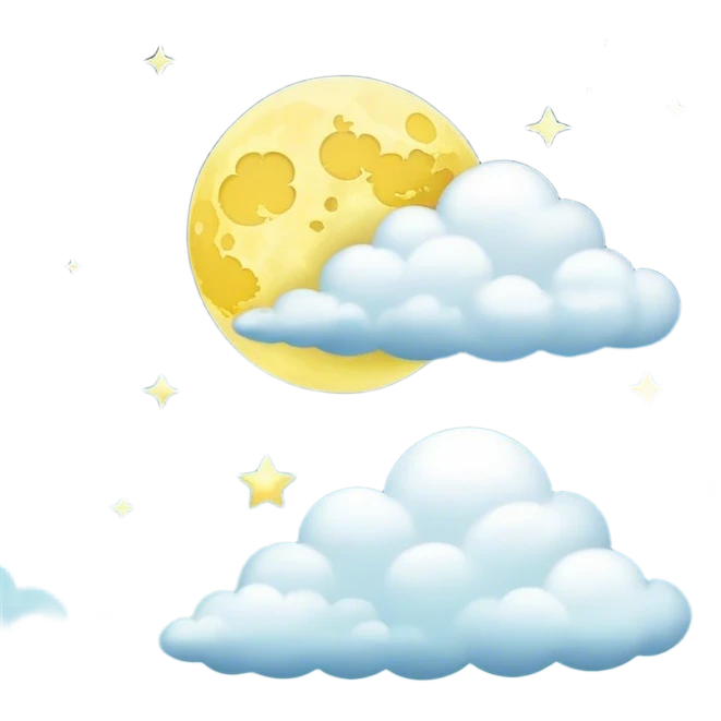 Yellow Moonlight and mini clouds left and right side with beautiful finish  emoji